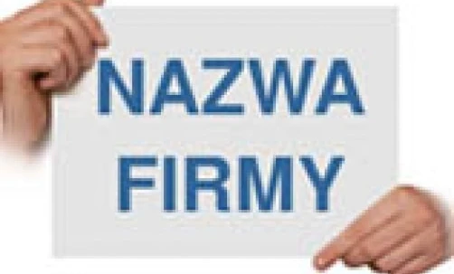 Białe tło z pogrubionym tekstem w języku polskim o treści "NAZWA FIRMY". Czysty minimalistyczny design dla profesjonalnego wyglądu.
