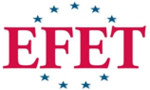 Logo EFET, Europejska Federacja Handlowców Energii, reprezentująca handel i regulację energii w Europie.
